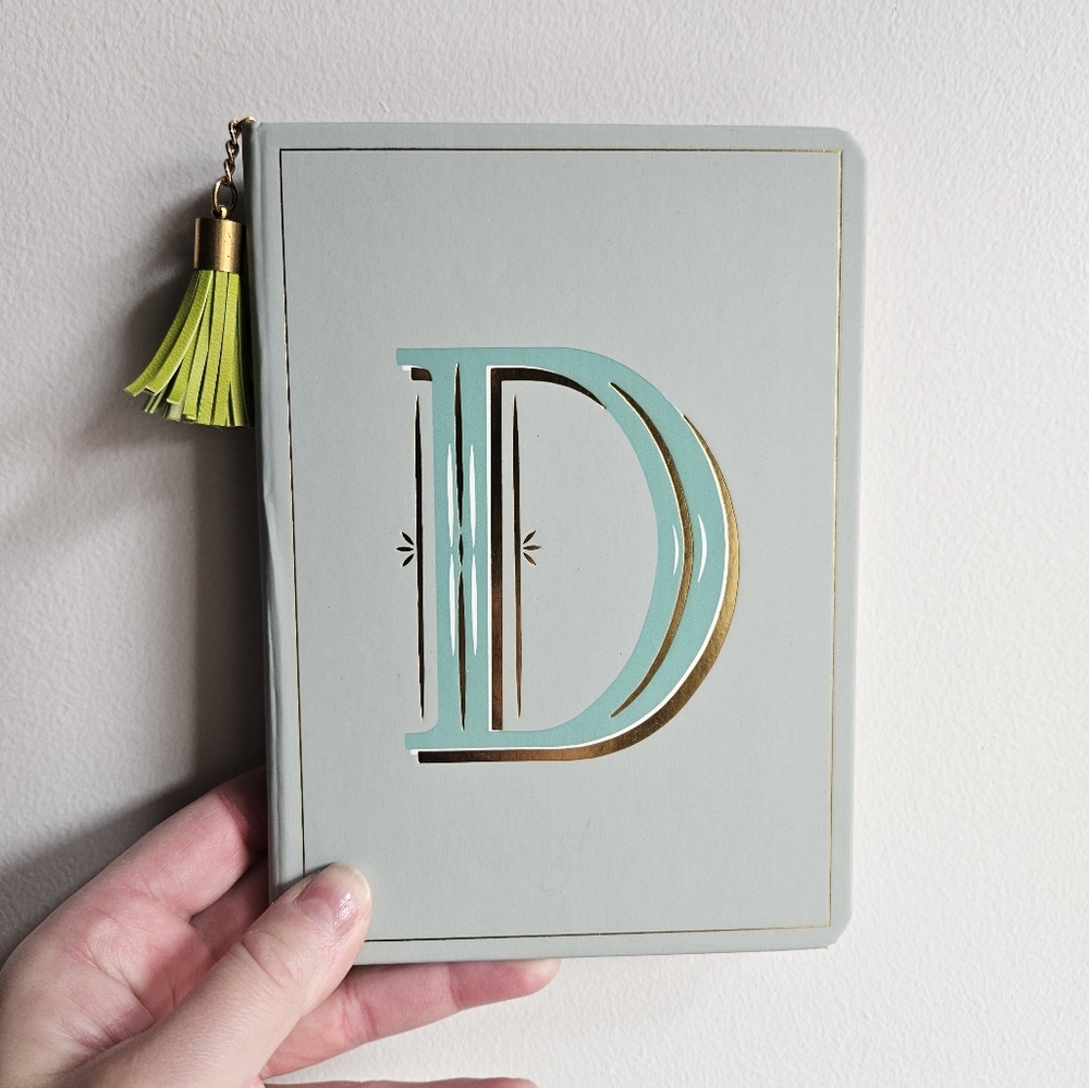 NWOT Opal House Monogrammed Gold-Leaf Journal with Tassel